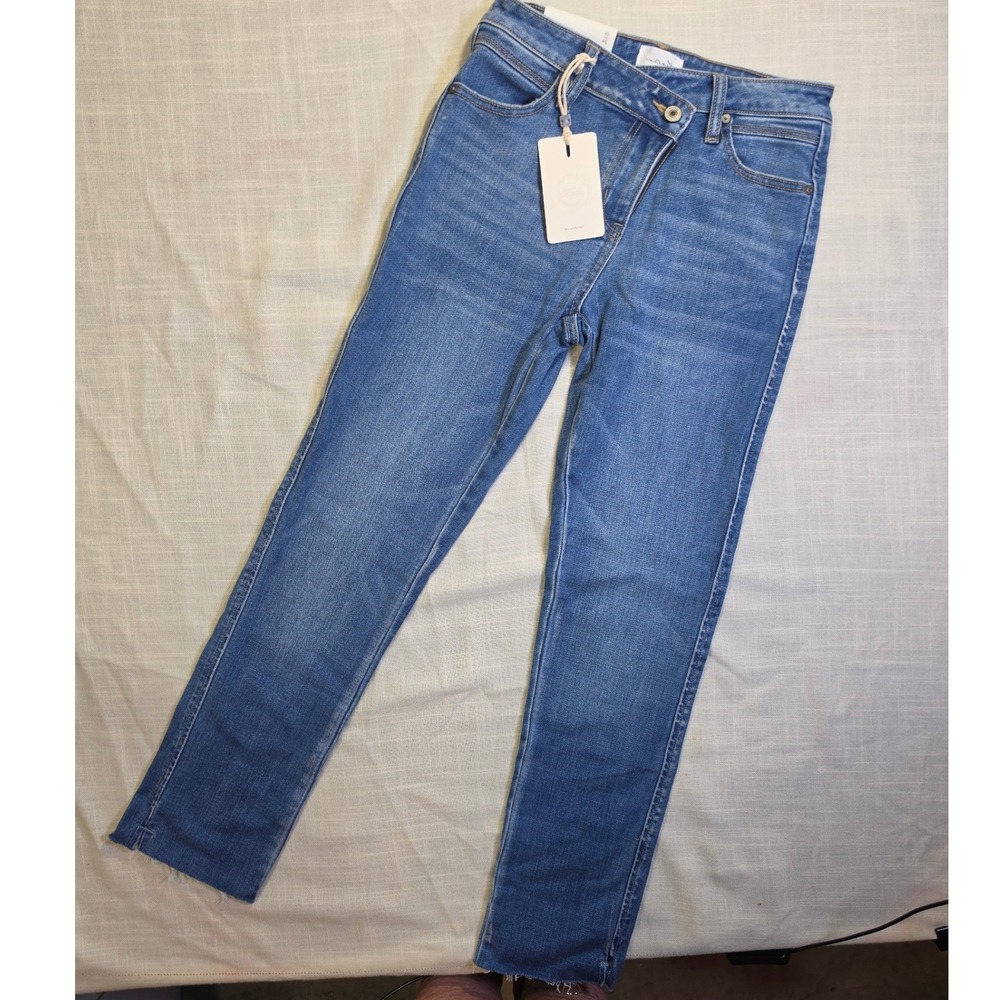 Kancan High Rise Crossover Slim Straight Jeans Blue Denim 24 01 KC146834